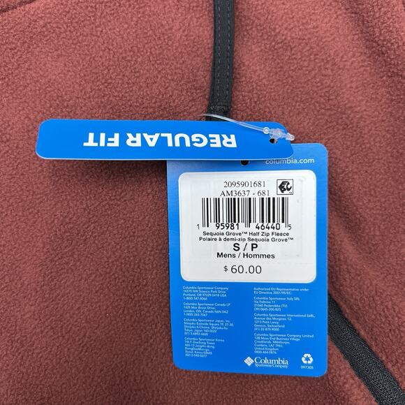 Columbia 1/2 Zip Fleece Jacket Sz Small Mens Maroon Sequoia Grove $60 - Picture 12 of 12